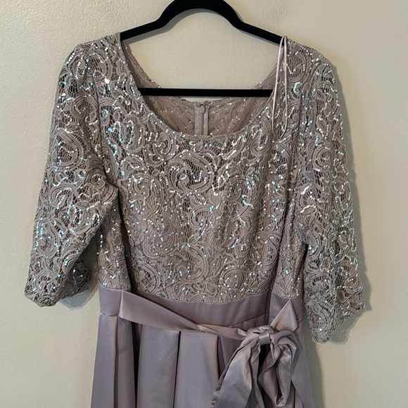 Alex Evenings Satin High Low Ballgown Dress with Pockets - Picture 2 of 9